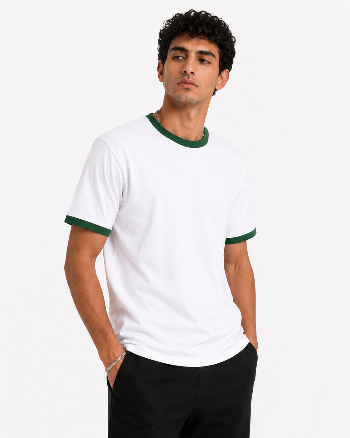 Ringer Tee White x Green