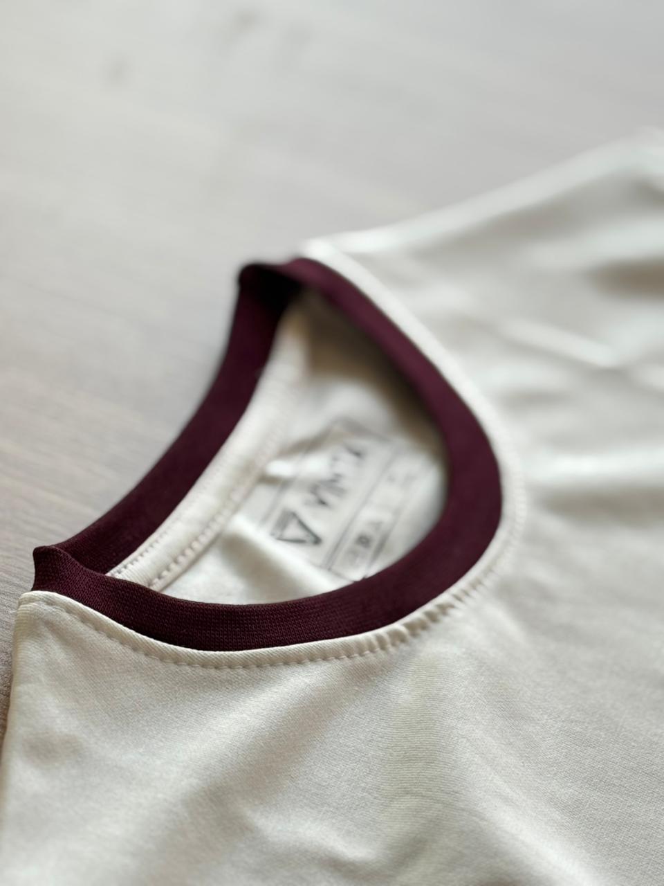 Ringer Tee White x Burgundy