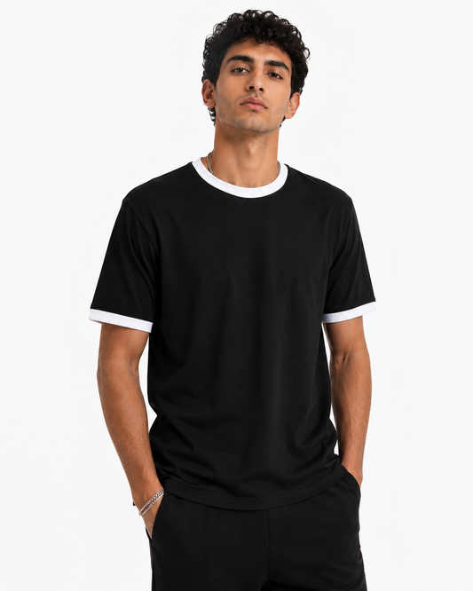 Ringer Tee Black x White